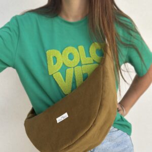 Gros sac banane uni - Velours côtelé bronze – Côtes extra fines
