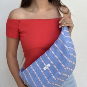 Gros sac banane imprimé - Denim rayé blanc et rouge