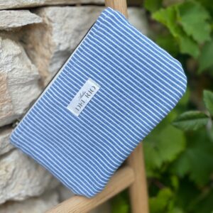 Pochette plate (S) - Jean rayé bleu