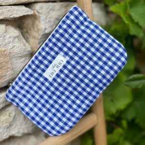 Pochette plate (S) - Vichy bleu