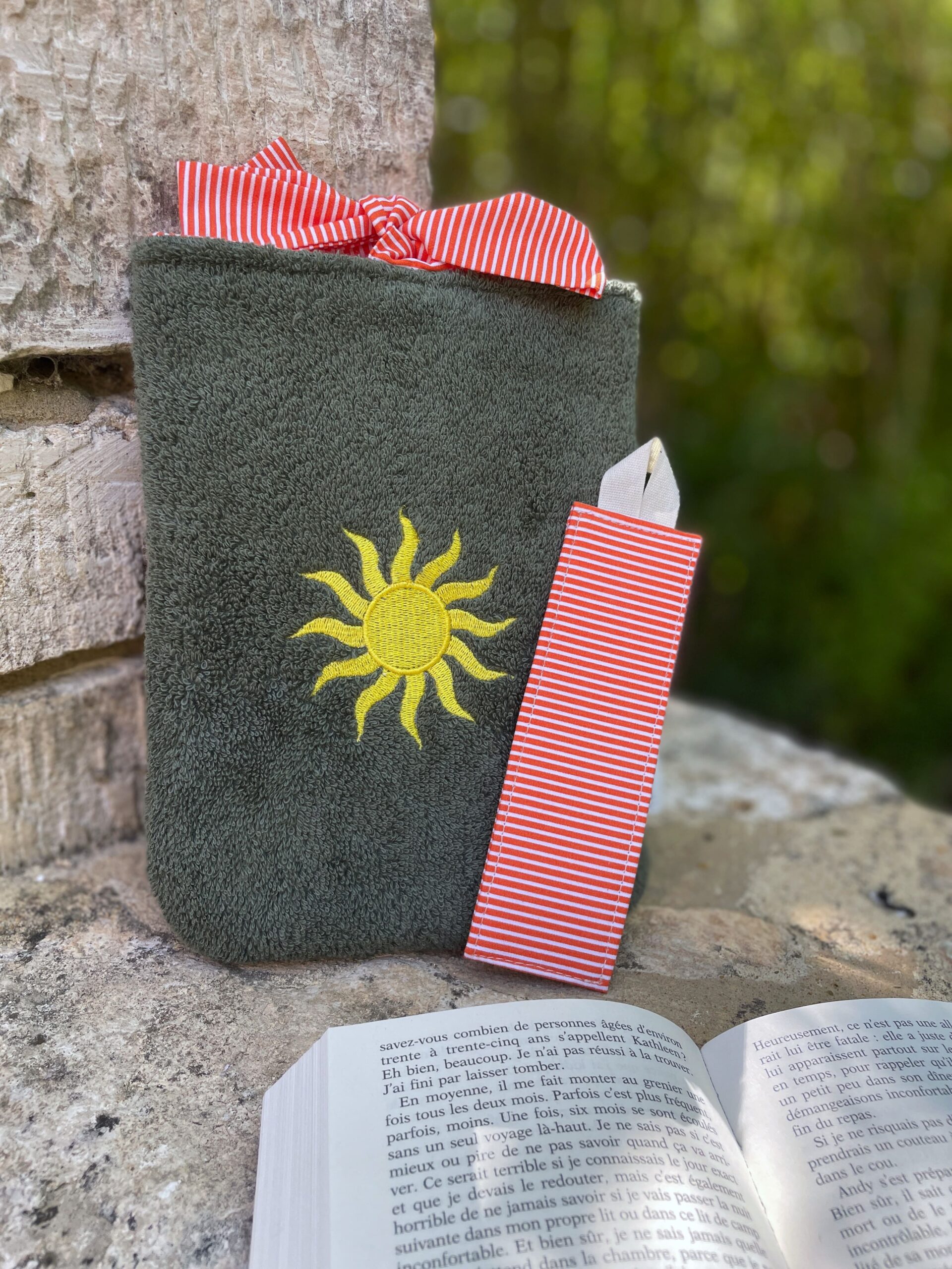 Pochette pour livre - Eponge vert kaki