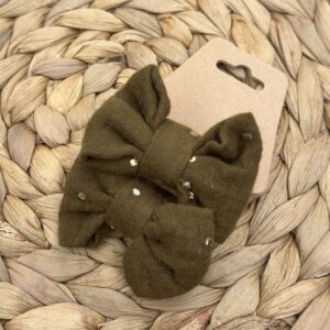 Chouchou enfant (lot de 2) - Kaki pois dorés