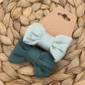 Chouchou enfant (lot de 2) - Bleu Emeraude + Bleu pastel