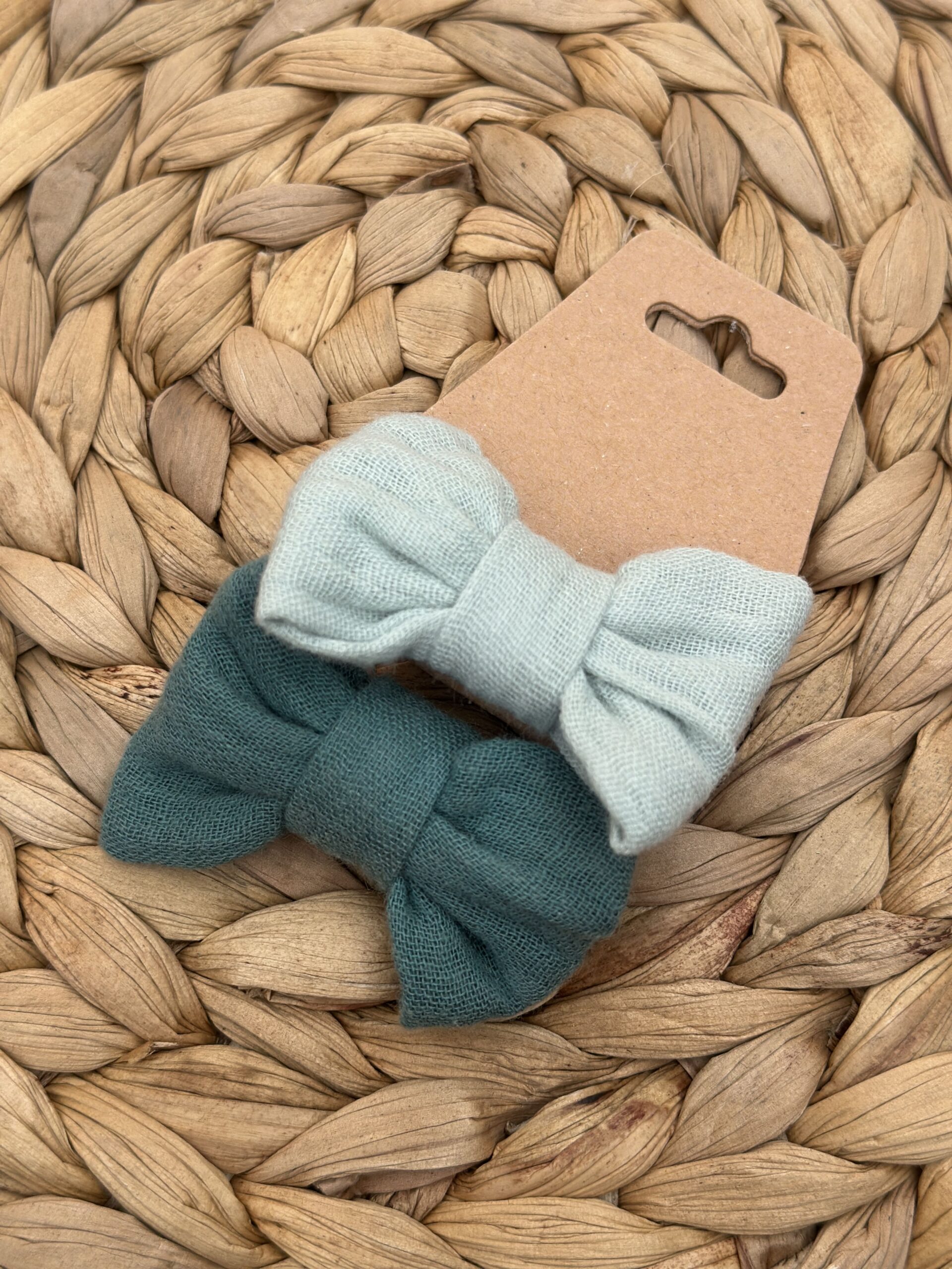 Chouchou enfant (lot de 2) - Bleu Emeraude + Bleu pastel