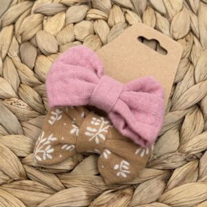 Chouchou enfant (lot de 2) - Vieux rose + imprimé feuillage camel