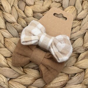 Chouchou enfant (lot de 2) - Camel + Vichy beige