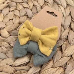 Chouchou enfant (lot de 2) - Vert d'eau + Jaune moutarde pois doré