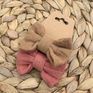 Chouchou enfant (lot de 2) - Camel + Rose marsala