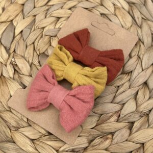 Barrette enfant (lot de 3) - Rouille + Jaune moutarde + Rose marsala
