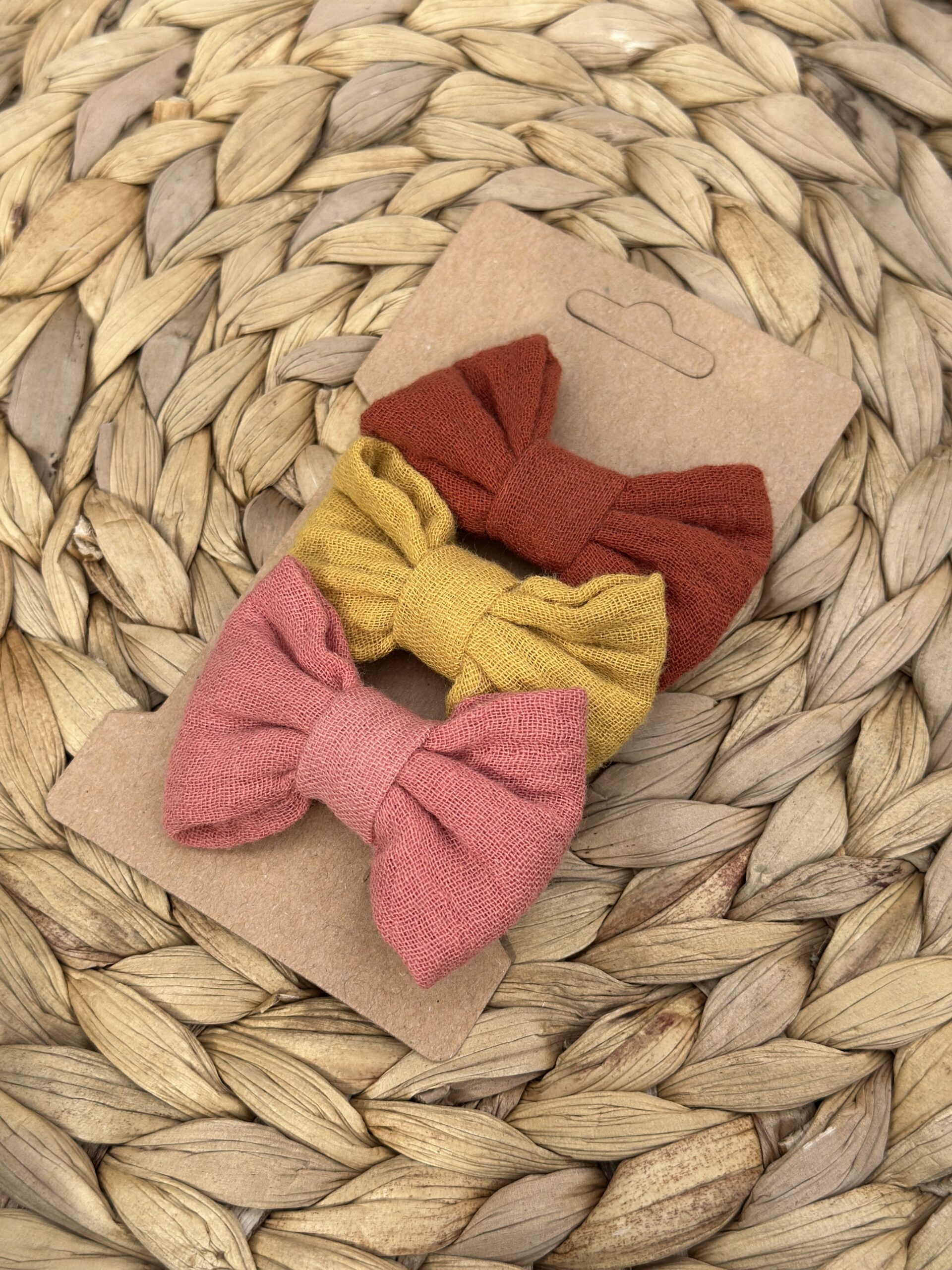 Barrette enfant (lot de 3) - Rouille + Jaune moutarde + Rose marsala