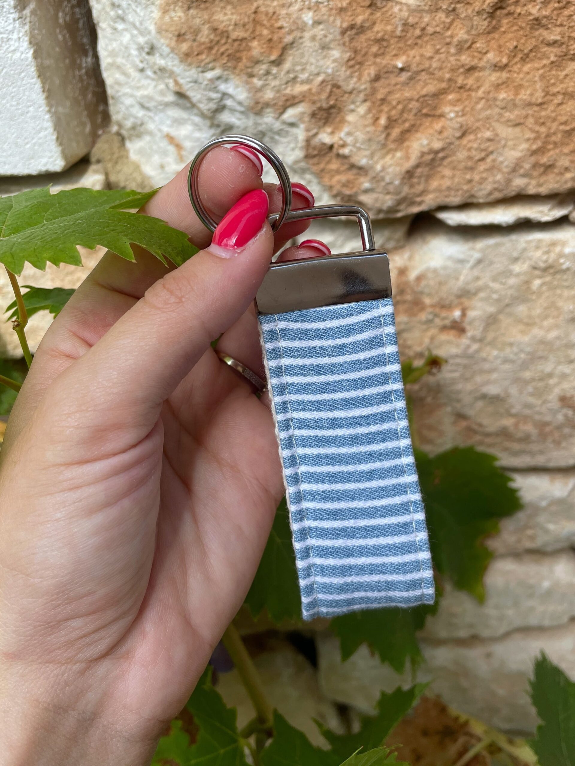 Porte-clés - Jean rayé bleu clair