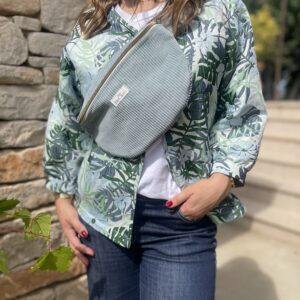 Sac banane uni - Velours côtelé bleu ciel