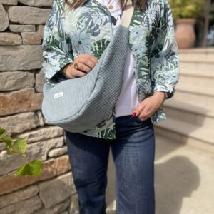 Gros sac banane uni - Velours côtelé bleu ciel