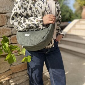 Gros sac banane uni - Velours côtelé kaki