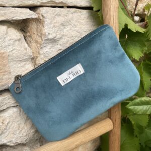 Pochette plate (S) - Velours lisse bleu