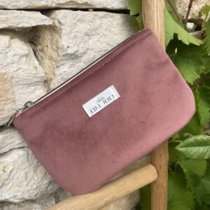 Pochette plate (S) - Velours lisse vieux rose