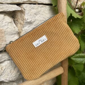 Pochette plate (S) - Velours côtelé jaune moutarde