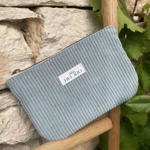 Pochette plate (S) - Velours côtelé bleu ciel