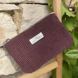 Pochette plate (S) - Velours côtelé prune