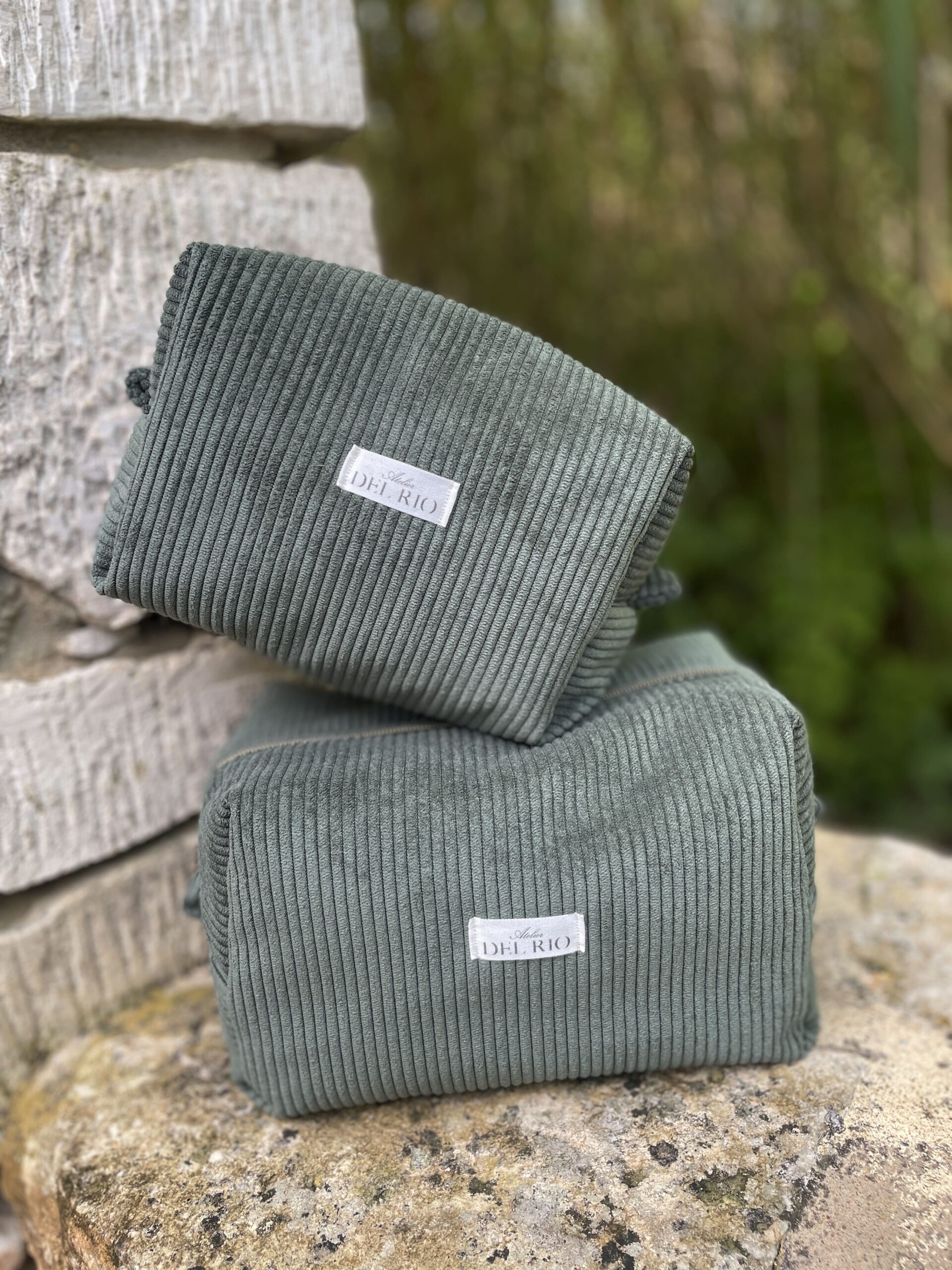 Trousse de toilette - Velours côtelé kaki