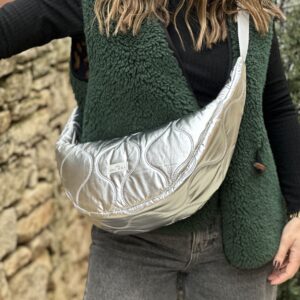 Gros sac banane uni - Matelassé métallisé argenté