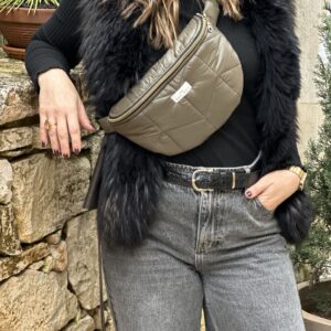 Sac banane uni - Matelassé métallisé kaki