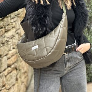 Gros sac banane uni - Matelassé métallisé kaki