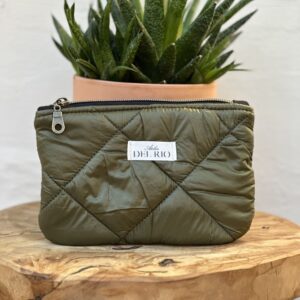 Pochette plate (S) - Matelassé métallisé kaki clair