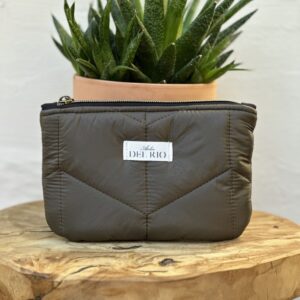 Pochette plate (S) - Matelassé métallisé kaki