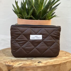 Pochette plate (S) - Matelassé métallisé marron