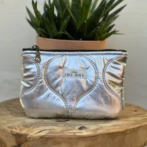 Pochette plate (S) - Matelassé métallisé argenté