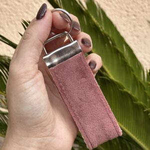 Porte-clés - Velours lisse vieux rose