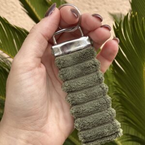 Porte-clés - Velours côtelé kaki (Côtes XL)