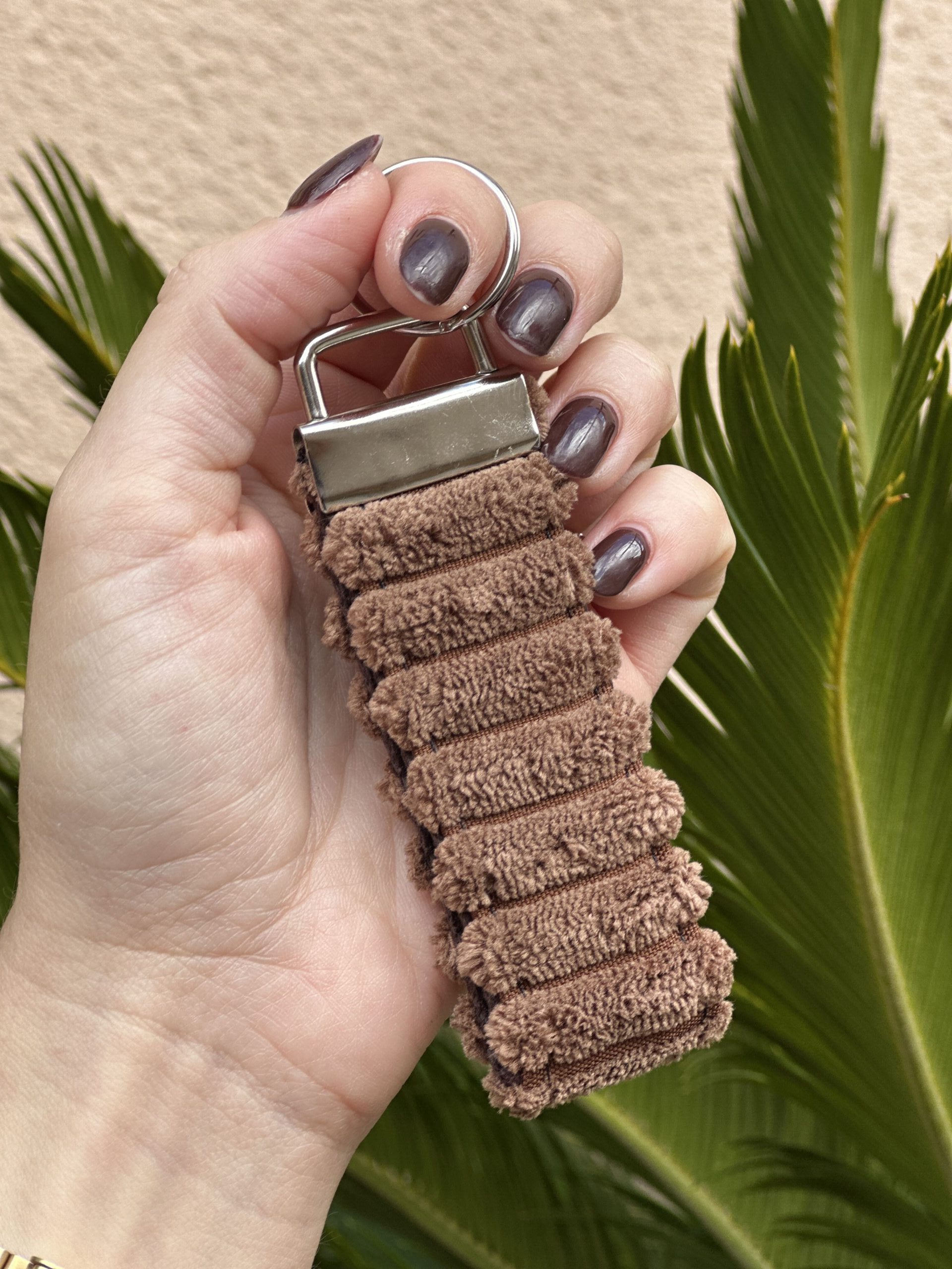 Porte-clés - Velours côtelé marron (Côtes XL)