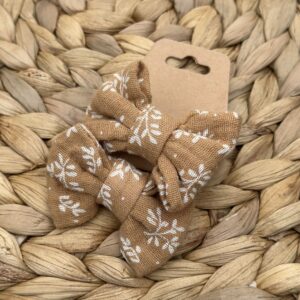 Chouchou enfant (lot de 2) - Imprimé feuillage camel