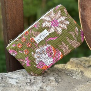 Pochette plate (S) - Imprimé indien vert