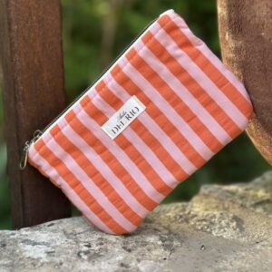 Pochette plate (S) - Rayure rose et orange