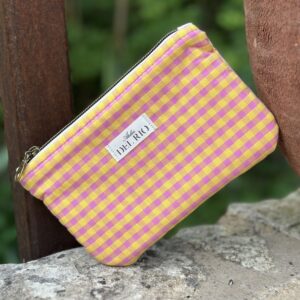 Pochette plate (S) - Vichy rose et jaune