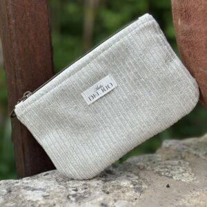 Pochette plate (S) - Velours côtelé argenté
