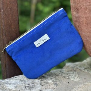 Pochette plate (S) - Velours côtelé bleu roi – Côtes extra fines