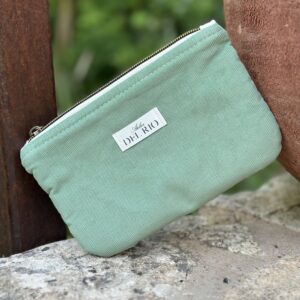 Pochette plate (S) - Velours côtelé vert menthe – Côtes extra fines