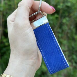 Porte-clés - Velours côtelé bleu roi - Côtes extra fines