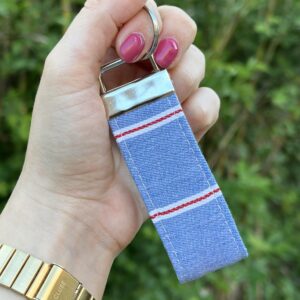 Porte-clés - Denim rayé blanc et rouge