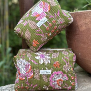 Trousse de toilette - Imprimé indien vert