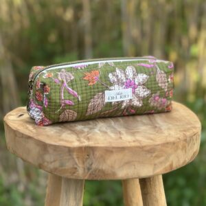 Trousse maquillage - Imprimé indien vert