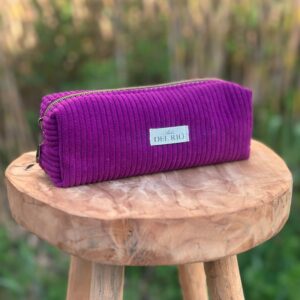 Trousse maquillage - Velours côtelé aubergine