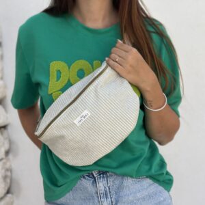 Sac banane uni - Velours côtelé argenté