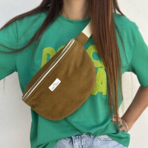 Sac banane uni - Velours côtelé bronze – Côtes extra fines