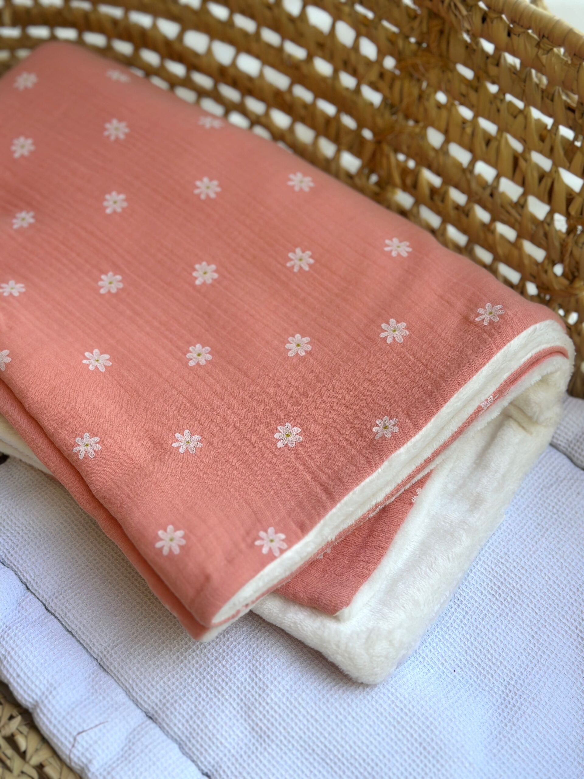 Couverture chaude - Imprimé Fleurie rose